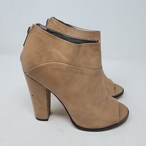 Michael Antonio Womens Beige Khaki Open Toe Bootie Heels Size 8.5 Shoes